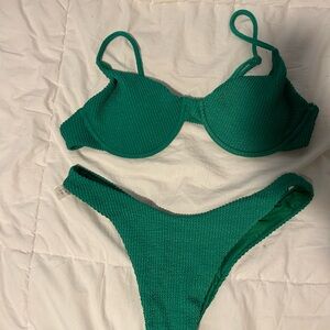 PacSun Green Textured Bikini Set